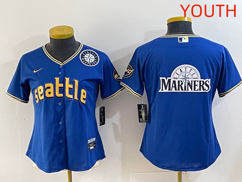 Youth 2025 Seattle Mariners Blank Blue City Edition Nike MLB Jersey style 12->youth mlb jersey->Youth Jersey